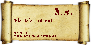 Máté Ahmed névjegykártya